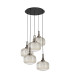 Yorktown 75cm 2.5m Round Pendant 5 x E27 Antique Silver/Matt Black 30cm Pumpkin Shaped Ribbed Champagne Glass-4