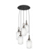 Yorktown 65cm Round 5 Light Pendant 20cm Tubular Ribbed Glass Antique Silver/Matt Black Clear-1
