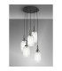 Yorktown 65cm Round 5 Light Pendant 20cm Tubular Ribbed Glass Antique Silver/Matt Black Clear-3