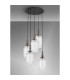 Yorktown 65cm Round 5 Light Pendant 20cm Tubular Ribbed Glass Antique Silver/Matt Black Clear-10
