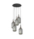 Yorktown 65cm Round 5 Light Pendant 20cm Tubular Ribbed Glass Antique Silver/Matt Black Smoked-1