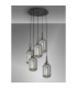Yorktown 65cm Round 5 Light Pendant 20cm Tubular Ribbed Glass Antique Silver/Matt Black Smoked-3