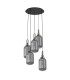 Yorktown 65cm Round 5 Light Pendant 20cm Tubular Ribbed Glass Antique Silver/Matt Black Smoked-4