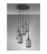 Yorktown 65cm Round 5 Light Pendant 20cm Tubular Ribbed Glass Antique Silver/Matt Black Smoked-10