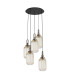 Yorktown 65cm Round 5 Light Pendant 20cm Tubular Ribbed Glass Antique Silver/Matt Black Champagne-4