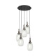Yorktown 65cm Round 5 Light Pendant 20cm Almond Ribbed Glass Antique Silver/Matt Black Clear-1