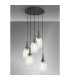 Yorktown 65cm Round 5 Light Pendant 20cm Almond Ribbed Glass Antique Silver/Matt Black Clear-3