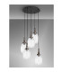 Yorktown 65cm Round 5 Light Pendant 20cm Almond Ribbed Glass Antique Silver/Matt Black Clear-9