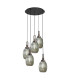 Yorktown 65cm Round 5 Light Pendant 20cm Almond Ribbed Glass Antique Silver/Matt Black Smoked-1
