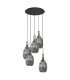 Yorktown 65cm Round 5 Light Pendant 20cm Almond Ribbed Glass Antique Silver/Matt Black Smoked-4