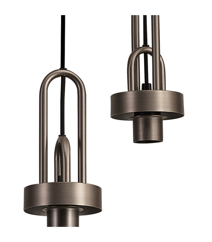 Yorktown 65cm Round 5 Light Pendant 20cm Almond Ribbed Glass Antique Silver/Matt Black Smoked-8
