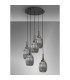 Yorktown 65cm Round 5 Light Pendant 20cm Almond Ribbed Glass Antique Silver/Matt Black Smoked-9