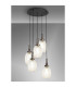 Yorktown 65cm Round 5 Light Pendant 20cm Almond Ribbed Glass Antique Silver/Matt Black Champagne-3