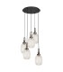 Yorktown 65cm Round 5 Light Pendant 20cm Almond Ribbed Glass Antique Silver/Matt Black Champagne-4