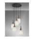 Yorktown 65cm Round 5 Light Pendant 20cm Almond Ribbed Glass Antique Silver/Matt Black Champagne-10