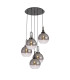 Yorktown 75cm Round 5 Light Pendant 30cm Globe Glass Black Chrome/Matt Black Smoked/Clear-1