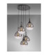 Yorktown 75cm Round 5 Light Pendant 30cm Globe Glass Black Chrome/Matt Black Smoked/Clear-3