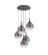 Yorktown 75cm Round 5 Light Pendant 30cm Globe Glass Black Chrome/Matt Black Smoked/Clear-4