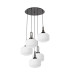 Yorktown 75cm 2.5m Round Pendant 5 x E27 Black Chrome/Matt Black 30cm Pumpkin Shaped Ribbed Opal Glass-4