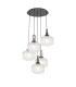 Yorktown 75cm 2.5m Round Pendant 5 x E27 Black Chrome/Matt Black 30cm Pumpkin Shaped Ribbed Clear Glass-1