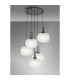 Yorktown 75cm 2.5m Round Pendant 5 x E27 Black Chrome/Matt Black 30cm Pumpkin Shaped Ribbed Clear Glass-3