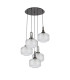 Yorktown 75cm 2.5m Round Pendant 5 x E27 Black Chrome/Matt Black 30cm Pumpkin Shaped Ribbed Clear Glass-4