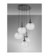 Yorktown 75cm 2.5m Round Pendant 5 x E27 Black Chrome/Matt Black 30cm Pumpkin Shaped Ribbed Clear Glass-10