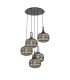Yorktown 75cm 2.5m Round Pendant 5 x E27 Black Chrome/Matt Black 30cm Pumpkin Shaped Ribbed Smoked Glass-1