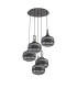 Yorktown 75cm 2.5m Round Pendant 5 x E27 Black Chrome/Matt Black 30cm Pumpkin Shaped Ribbed Smoked Glass-3