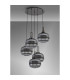 Yorktown 75cm 2.5m Round Pendant 5 x E27 Black Chrome/Matt Black 30cm Pumpkin Shaped Ribbed Smoked Glass-9
