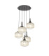 Yorktown 75cm 2.5m Round Pendant 5 x E27 Black Chrome/Matt Black 30cm Pumpkin Shaped Ribbed Champagne Glass-1