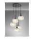 Yorktown 75cm 2.5m Round Pendant 5 x E27 Black Chrome/Matt Black 30cm Pumpkin Shaped Ribbed Champagne Glass-3
