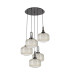 Yorktown 75cm 2.5m Round Pendant 5 x E27 Black Chrome/Matt Black 30cm Pumpkin Shaped Ribbed Champagne Glass-4