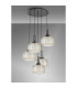 Yorktown 75cm 2.5m Round Pendant 5 x E27 Black Chrome/Matt Black 30cm Pumpkin Shaped Ribbed Champagne Glass-10