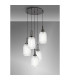 Yorktown 65cm Round 5 Light Pendant 20cm Tubular Ribbed Glass Black Chrome/Matt Black Clear-3