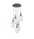 Yorktown 65cm Round 5 Light Pendant 20cm Tubular Ribbed Glass Black Chrome/Matt Black Clear-4