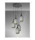 Yorktown 65cm Round 5 Light Pendant 20cm Tubular Ribbed Glass Black Chrome/Matt Black Smoked-3