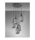 Yorktown 65cm Round 5 Light Pendant 20cm Tubular Ribbed Glass Black Chrome/Matt Black Smoked-10