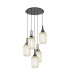 Yorktown 65cm Round 5 Light Pendant 20cm Tubular Ribbed Glass Black Chrome/Matt Black Champagne-1