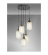 Yorktown 65cm Round 5 Light Pendant 20cm Tubular Ribbed Glass Black Chrome/Matt Black Champagne-3