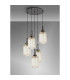 Yorktown 65cm Round 5 Light Pendant 20cm Tubular Ribbed Glass Black Chrome/Matt Black Champagne-10