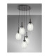 Yorktown 65cm Round 5 Light Pendant 20cm Almond Ribbed Glass Black Chrome/Matt Black Clear-3