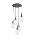 Yorktown 65cm Round 5 Light Pendant 20cm Almond Ribbed Glass Black Chrome/Matt Black Clear-4
