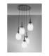 Yorktown 65cm Round 5 Light Pendant 20cm Almond Ribbed Glass Black Chrome/Matt Black Clear-9