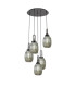 Yorktown 65cm Round 5 Light Pendant 20cm Almond Ribbed Glass Black Chrome/Matt Black Smoked-1