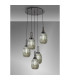 Yorktown 65cm Round 5 Light Pendant 20cm Almond Ribbed Glass Black Chrome/Matt Black Smoked-3