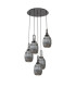 Yorktown 65cm Round 5 Light Pendant 20cm Almond Ribbed Glass Black Chrome/Matt Black Smoked-4