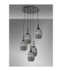 Yorktown 65cm Round 5 Light Pendant 20cm Almond Ribbed Glass Black Chrome/Matt Black Smoked-9