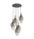 Yorktown 78cm Round 5 Light Pendant 23cm Pear Glass Black Chrome/Matt Black Smoked/Clear-1