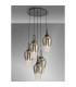 Yorktown 78cm Round 5 Light Pendant 23cm Pear Glass Black Chrome/Matt Black Smoked/Clear-3